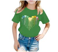 Genérico Camisetas Manga Corta Niña Bonita Y Moderna Camiseta De Manga Corta Y Cuello Redondo para Niñas Estampada Informal Suave Y De Corte Holgado Verano