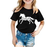 Genérico Camisetas Manga Corta Niña Camiseta De Verano De Manga Corta para Niñas Informal Cuello Redondo Estampada Cómoda para Uso Diario para Niñas Pequeñas De 3 A 13 Años