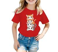 Genérico Camisetas Manga Corta Niña Camiseta Informal De Manga Corta Y Cuello Redondo para Niñas Ideal para El Verano
