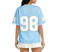 Genérico Camisetas Mujer Y2K GráFico de NúMeros Sobredimensionado Cuello en V Camiseta Tipo Jersey Vintage Ropa Callejera de Los AñOs 90 Camiseta de Rayas Holgada de Verano Manga Corta FúTbol