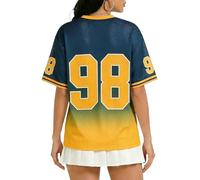 Genérico Camisetas Mujer Y2K GráFico de NúMeros Sobredimensionado Cuello en V Camiseta Tipo Jersey Vintage Ropa Callejera de Los AñOs 90 Camiseta de Rayas Holgada de Verano Manga Corta FúTbol