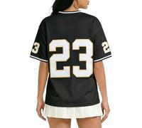 Genérico Camisetas Mujer Y2K GráFico de NúMeros Sobredimensionado Cuello en V Camiseta Tipo Jersey Vintage Ropa Callejera de Los AñOs 90 Camiseta de Rayas Holgada de Verano Manga Corta FúTbol