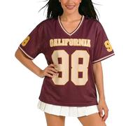 Genérico Camisetas Mujer Y2K GráFico de NúMeros Sobredimensionado Cuello en V Camiseta Tipo Jersey Vintage Ropa Callejera de Los AñOs 90 Camiseta de Rayas Holgada de Verano Manga Corta FúTbol