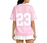 Genérico Camisetas Mujer Y2K GráFico de NúMeros Sobredimensionado Cuello en V Camiseta Tipo Jersey Vintage Ropa Callejera de Los AñOs 90 Camiseta de Rayas Holgada de Verano Manga Corta FúTbol