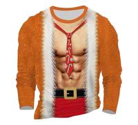 Genérico Camisetas Navidad - Christmas Tshirt Camiseta Divertida con Estampado Muscular Camiseta navideña única Fiestas y Celebraciones (Orange L)