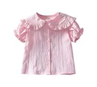 Genérico Camisetas Niña Blusa Informal De Lino para Niña con Cuello Cómoda Y Transpirable Ideal para Bebés Y Niñas Pequeñas Conjunto De Primavera Verano