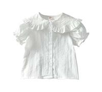 Genérico Camisetas Niña - Blusa Informal De Lino para Niña con Cuello Cómoda Y Transpirable Ideal para Bebés Y Niñas Pequeñas Conjunto De Primavera Verano