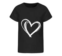 Genérico Camisetas Niña Camiseta De Verano para Niña Holgada De Manga Corta Y Cuello Redondo con Estampado De Corazones Corte Relajado Tallas Grandes