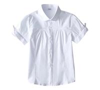Genérico Camisetas Niña Manga Corta - Camisa Blanca De Manga Corta para Niñas Top Escolar De Verano para Niños Conjunto para Actuaciones para Niñas Mayores Blusa Informal