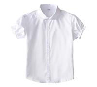 Genérico Camisetas Niña Manga Corta Camisa Blanca De Manga Corta para Niñas Top Escolar De Verano para Niños Conjunto para Actuaciones para Niñas Mayores Blusa Informal