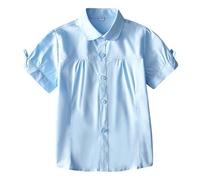 Genérico Camisetas Niña Manga Corta Camisa Blanca De Manga Corta para Niñas Top Escolar De Verano para Niños Conjunto para Actuaciones para Niñas Mayores Blusa Informal