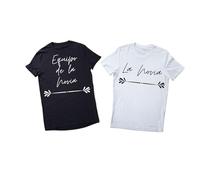 Genérico Camisetas para Boda La Novia y Equipo de la Novia Negro y Blanco, Despedida de Soltera, Bodas (FR/ES, Letras, L, Regular, Regular, Negro, Equipo Novia)