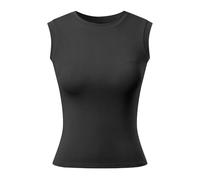 Genérico Camisetas sin mangas informales para mujer con sujetador incorporado y cuello redondo para festivales de música al aire libre de verano y uso diario. (Black, S)