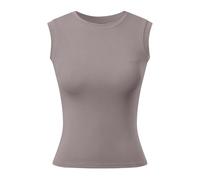 Genérico Camisetas sin mangas informales para mujer con sujetador incorporado y cuello redondo para festivales de música al aire libre de verano y uso diario. (Grey, XL)