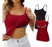 Genérico Camisola con Sujetador Incorporado para Mujer, Top Ajustable, Tirantes Finos Ajustables, Camisetas de Yoga para Entrenamiento, Top Deportivo Acolchado Ajustable con Sujetador (Vino Tinto,S)