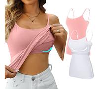 Genérico Camisola con Sujetador Incorporado para Mujer, Top Ajustable, Tirantes Finos Ajustables, Camisetas de Yoga para Entrenamiento, Top Deportivo Acolchado Ajustable con Sujetador (Rosa Claro,M)