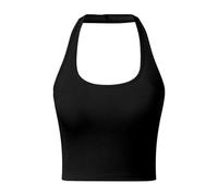 Genérico Camisola sin mangas de verano a la para mujer con sujetador incorporado cuello de tiras camisola informal para festivales de música atuendo de interior (Black M)