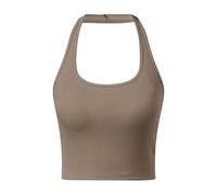 Genérico Camisola sin mangas de verano a la para mujer con sujetador incorporado cuello de tiras camisola informal para festivales de música atuendo de interior (Khaki XL)
