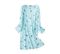 Genérico Camison Mujer Talla Grande AlgodóN Pijamas Holgados para Mujer Pijamas de Manga Larga Vestidos de Animados Lindos Ropa para el Pijama Mujer Primavera (Light Blue, M)