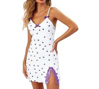 Genérico CamisóN Mujer Verano Lactancia Cuello Pico Encaje Súper Suave con Correas Ajustables Vestido Verano para Mujer-1