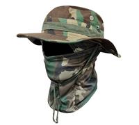 Genérico Camo Boonie Sun Hat with Face 2 in 1 Outdoor Sports Boonie Hat Wide Brim Foldable UV Protection Fishing Outdoor (#a)
