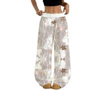 Genérico Camo Pants for Women Elastic Waist Maple Leaf Print Sweatpants - Loose Fit Jogger Pants, Cozy Autumn Wide Leg Lounge Pant (F,M)