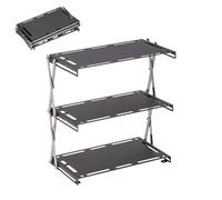 Genérico Camp Kitchens Organizer, Ergonomic 3-Tier Foldable Display Stand, Outdoor Picnic Rack, for Kitchen Camping Fishing Yard Backyard BBQ Indoor Outdoor, 12.2x6.69x9.45 Inches