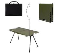 Genérico Camp Table, Foldable Picnic Desk,15.75x15.75 Inches Portable Height Adjustable, Built-In Light Holder, Compact Design, Gray Aluminum, RV, Tailgating, Beach, Garden, Patio