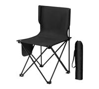 Genérico Camping Chair, Foldable Beach Seat, Portable Heavy-Duty Frame, Storage Bag Included, (Supports 286 lbs, Black), for Travel, Hiking, Picnic, Backpacking, Fishing