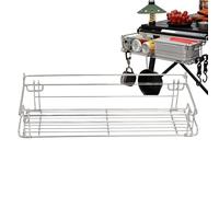 Genérico Camping Folding Basket | 14.37In Stainless Steel Outdoor Table Side Shelf | Portable Foldable Storage Rack Organizer for Beach Backyard BBQ Camping Table Accessories