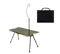 Generico Camping Table, Folding Picnic Cooking Desk, 31.5x15.75x11.81x16.54 inches Adjustable with Light Holder, Compact Field Table for Garden Beach Patio Balcony Backyard, Tailgating BBQ