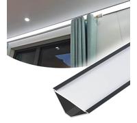 Genérico Canal difusor LED de Aluminio para Techo - Perfil de moldura de Corona de 1 m (3,3 pies) - Cubrezócalos Decorativos para Interiores (Negro, 8 cm, Paquete de 9) - Solución de iluminación Indi