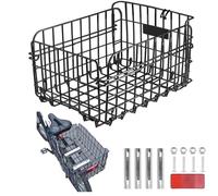 Genérico Canasta de Bicicleta Trasera, Cesta de Bicicleta Plegable, Cesta de la Rejilla para Bicicletas de Acero con Tabla Reflectante, 14.6x10.6x7.9 Suministros al Aire Libre