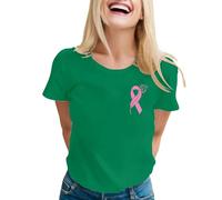 Genérico Cáncer de mama Octubre 2025 Sensibilización Cáncer de mama Camiseta para mujer, 01 verde., L