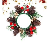 Genérico Candle Wreath - ABS, 7.87x7.87in Christmas Decor Pillar Candle Ring | Festive Holiday Decoration, Table Centerpiece Wreath For Living Room, Dining Room, Kitchen, Bedroom, Weddings, Parties