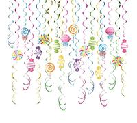 Genérico Candy Ceiling Streamers - Colorful Lollipop Spiral Decorations | Printed Card with PVC Spiral, Candy Themed Party Decor For Bedroom Home Office Bathroom Gate Halloween Holiday Party