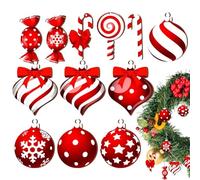 Genérico Candy Christmas Ornaments - 12pcs 2D Wooden Candy Cane Decorations | Seasonal Holiday Decor for Home, Classroom, Office, Dormitory, Car, and Birthday Parties