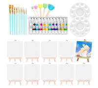 Generico Canvas Painting Kit, Paint Set, 3.94x1.97 Inches, 10 Piece Mini Acrylic Crafts with Washable Supplies, Portable Art Kit for Kids, Girls Adults, Classroom, Party Activities