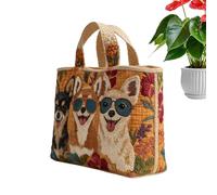 Genérico Canvas Tote Bag - 34x40cm Reusable Large Capacity Handbags | Canvas Tote Bag With Zipper For Shopping | For Work Travel Beach Gym Sports School Everyday Outdoor Ladies Girls