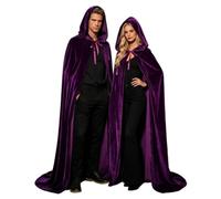 Generico Capa con capucha para Halloween, capa de vampiro negro de terciopelo para hombre y mujer, disfraz gótico medieval para cosplay, carnaval, disfraz de mujer