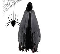 Genérico Capa de fantasma de Halloween,Capa de fantasma con capucha | de bruja con capucha para adultos para mascarada de mujer - Disfraz de Casa Encantada Espeluznante y Transpirable
