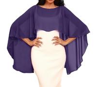 Genérico Capa De Gasa para Mujer001 Chales Y Estolas De Pashmina para Vestidos De Noche Capelets De Gasa Suaves Y Ligeros para Mujer Elegantes Chales Capa para Bodas Color Morado Oscuro Talla Única