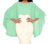 Genérico Capa De Gasa para Mujer001 Chales Y Estolas De Pashmina para Vestidos De Noche Capelets De Gasa Suaves Y Ligeros para Mujer Elegantes Chales Capa para Bodas Color Verde Menta Talla Única