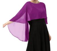 Genérico Capa De Gasa para Mujer001 Chales Y Estolas De Pashmina para Vestidos De Noche Capelets De Gasa Suaves Y Ligeros para Mujer Elegantes Chales Capa para Bodas Color Morado Talla Única