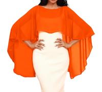Genérico Capa De Gasa para Mujer001 Chales Y Estolas De Pashmina para Vestidos De Noche Capelets De Gasa Suaves Y Ligeros para Mujer Elegantes Chales Capa para Bodas Color Naranja Talla Única