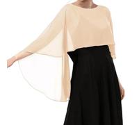 Genérico Capa De Gasa para Mujer001 Chales Y Estolas De Pashmina para Vestidos De Noche Capelets De Gasa Suaves Y Ligeros para Mujer Elegantes Chales Capa para Bodas Color Champán Talla Única