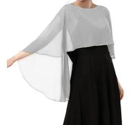 Genérico Capa De Gasa para Mujer001 Chales Y Estolas De Pashmina para Vestidos De Noche Capelets De Gasa Suaves Y Ligeros para Mujer Elegantes Chales Capa para Bodas Color Gris Talla Única