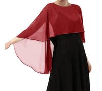 Genérico Capa De Gasa para Mujer001 Chales Y Estolas De Pashmina para Vestidos De Noche Capelets De Gasa Suaves Y Ligeros para Mujer Elegantes Chales Capa para Bodas Color Burdeos Talla Única