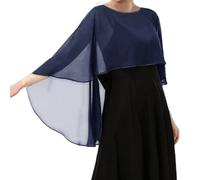 Genérico Capa De Gasa para Mujer001 Chales Y Estolas De Pashmina para Vestidos De Noche Capelets De Gasa Suaves Y Ligeros para Mujer Elegantes Chales Capa De Boda Cubierta Azul Marino Talla Única