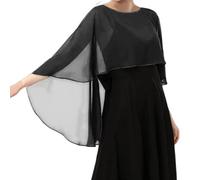 Genérico Capa De Gasa para Mujer001 Chales Y Estolas De Pashmina para Vestidos De Noche Capelets De Gasa Suaves Y Ligeros para Mujer Elegantes Chales Capa De Boda Cubierta Negro Talla Única